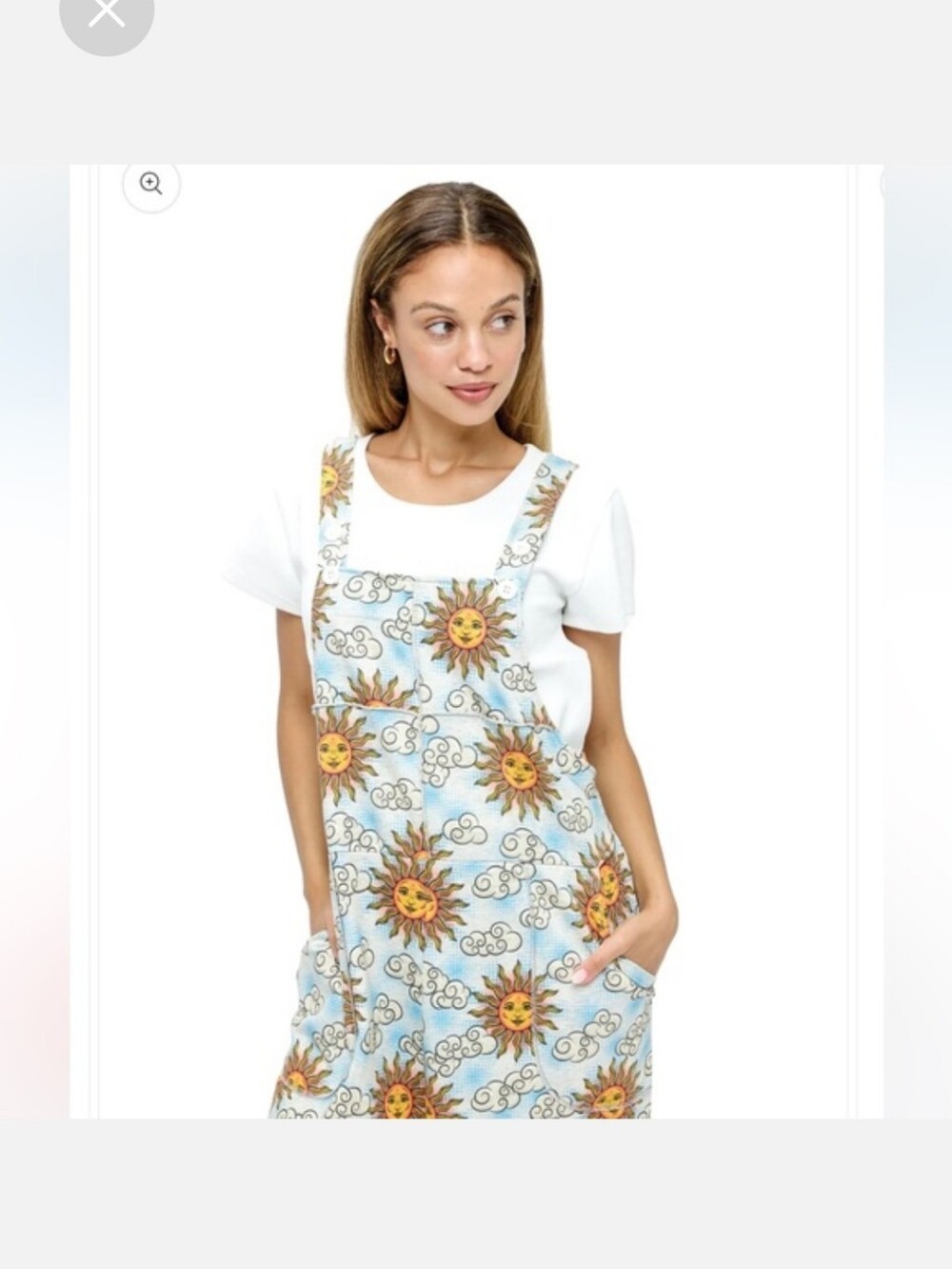 068p Yak & Yeti Sun Print Wide Leg Jumpsuit - Light Blue